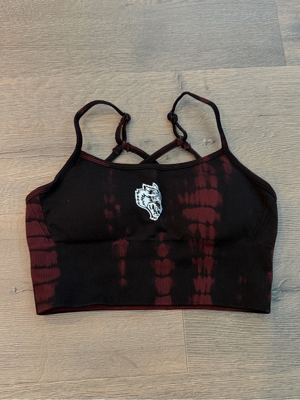 Darc sport she wolf wolves sports bra black red tie dye
